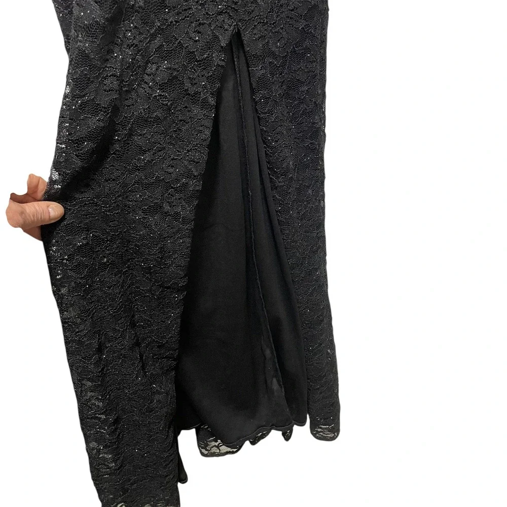 Lace Black Maxi Dress Formal Party Evening‎ Sleeveless Sexy Gown Junior Size 13